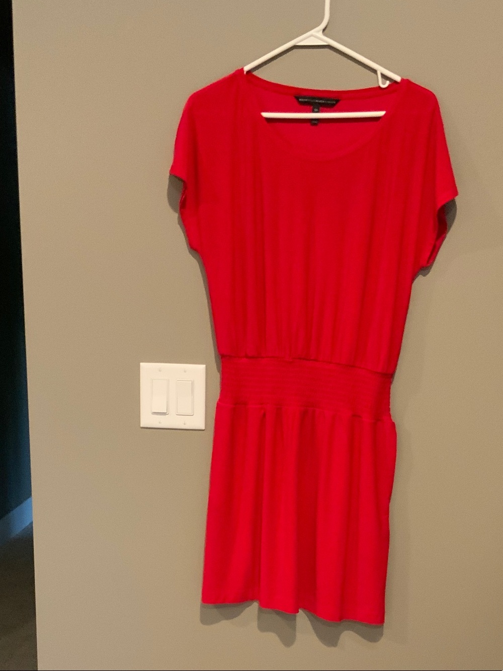White House Black Market Red Short-Sleeve Mini Dress